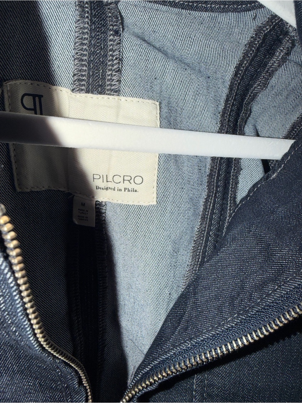 Pilcro Dark Indigo Zip-Front Denim Jacket - Picture 3 of 6